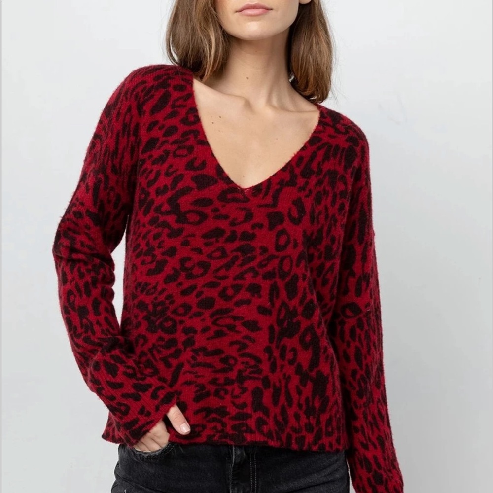 Rails sweater, red “Gracie” leopard print